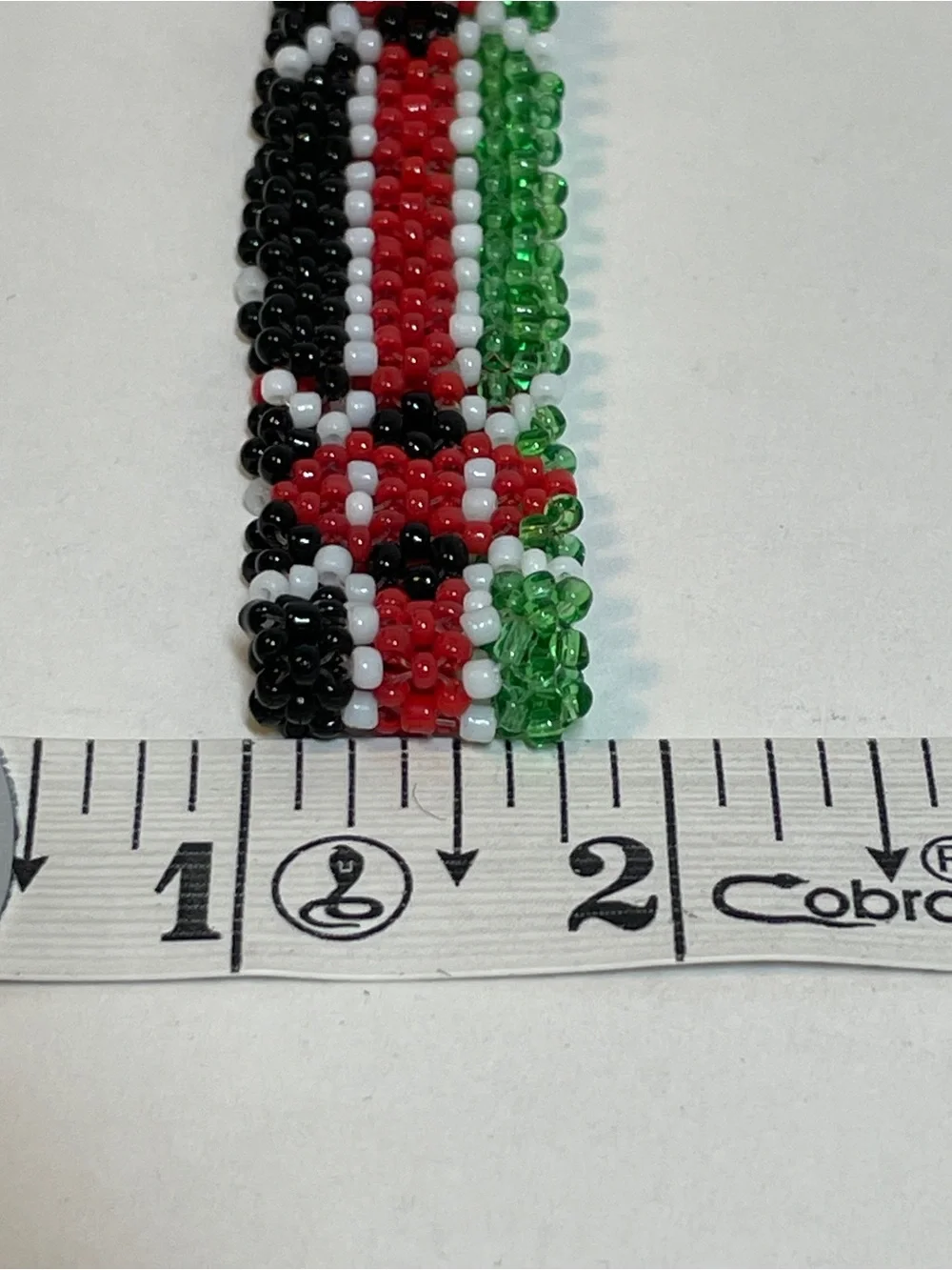 Handmade Seed Bead Slip On Bracelet Multicolor Artisan Vintage, Kenyan Flag, 7”